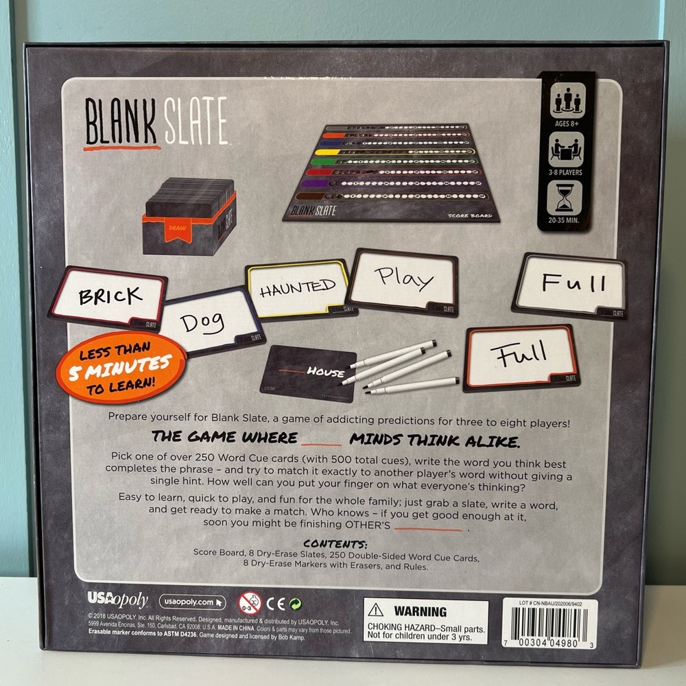 Blank Slate USAopoly Board Game Fun Family-Friendly Word Association. Ages 8+. - Picture 2 of 11
